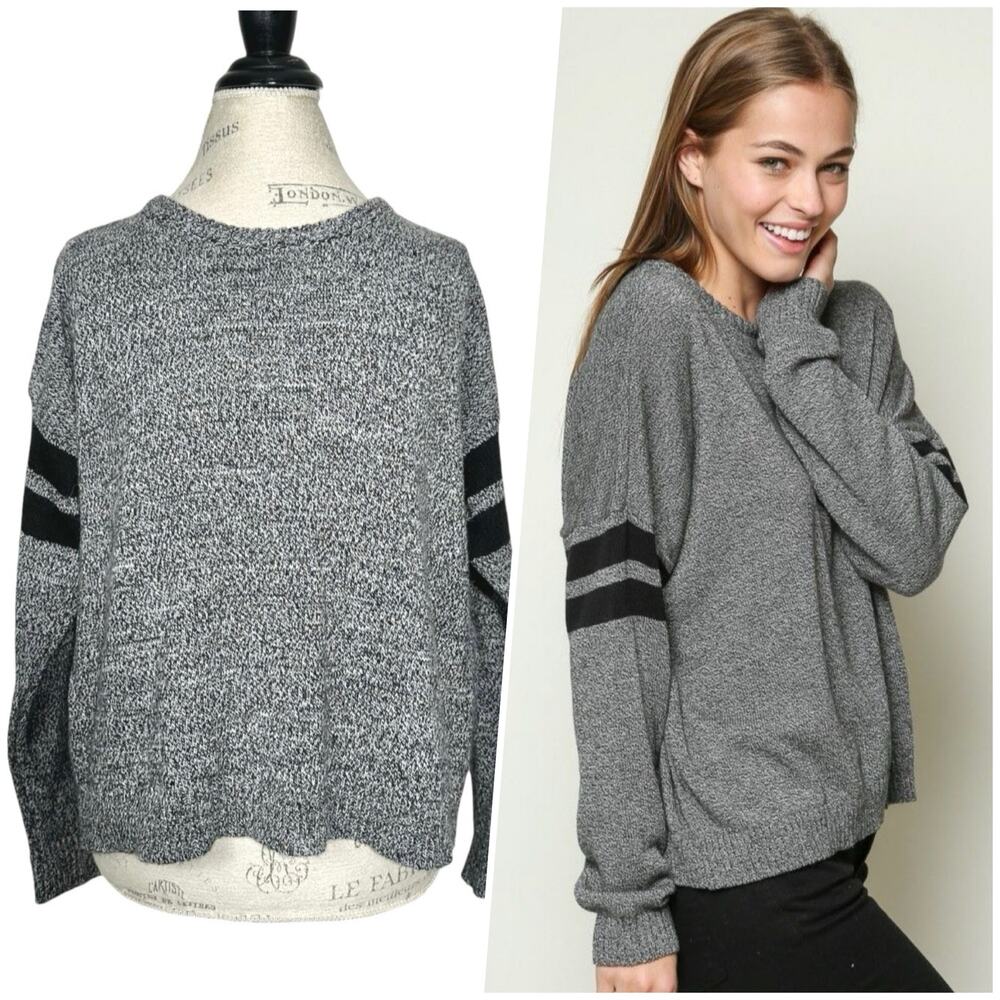 Brandy Melville | Women | Veena Wool Blend Marled Stripe Relaxed LS Sweater | OS - Picture 1 of 10